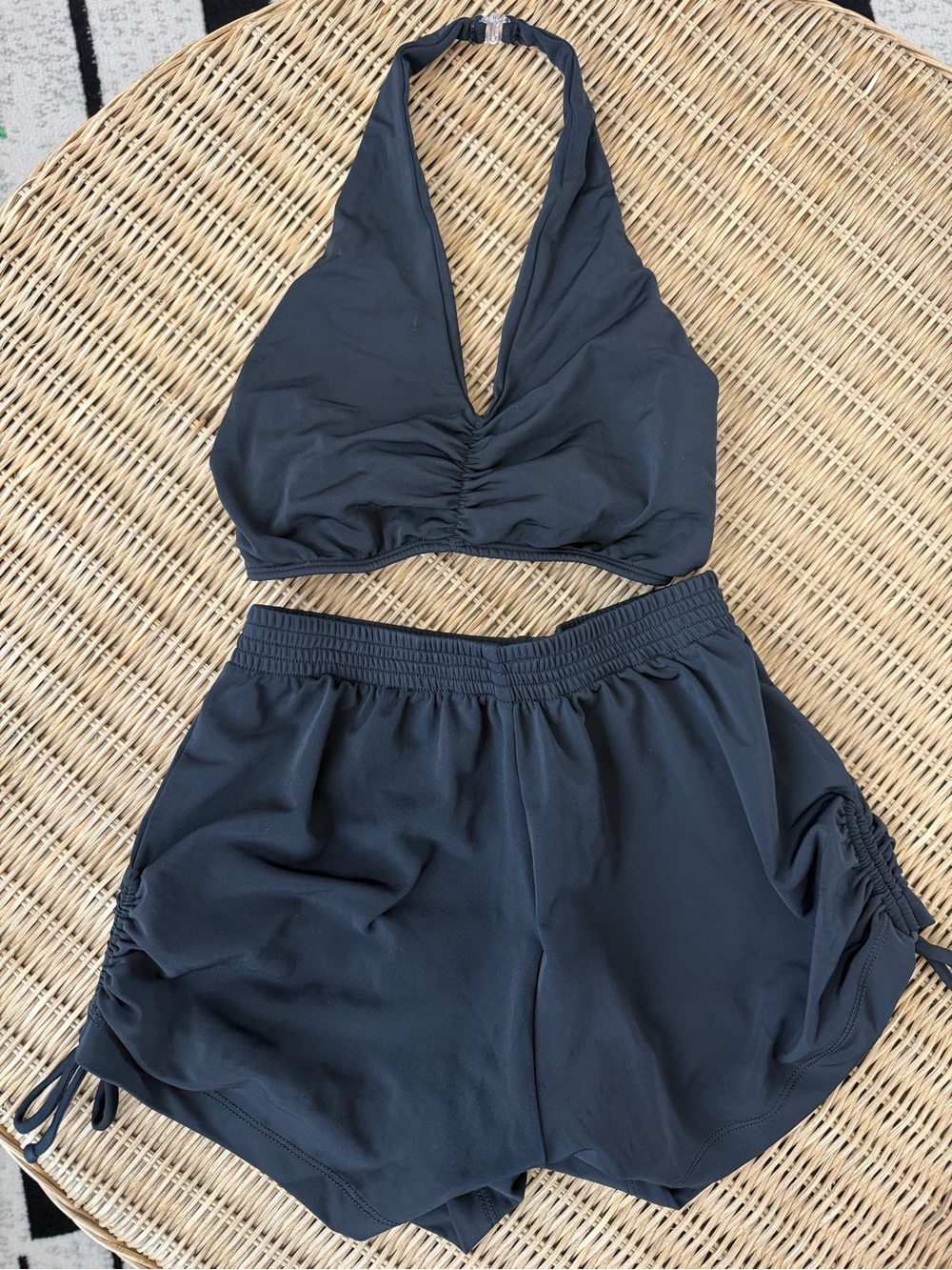 LA DESIGNS DANCE Black Halter Crop Top and Matching Shorts Set
